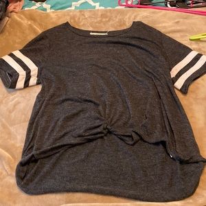 Gray & White High/Low Tee